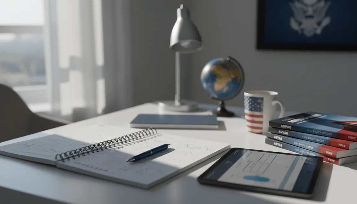 Laptop open on a tidy desk beside a notebook and coffee mug, with soft daylight coming through a window